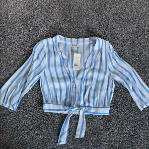 Miss Selfridge blue and white striped crop top